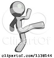 Gray Design Mascot Man Kick Pose