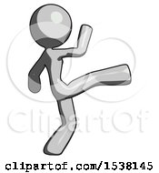 Poster, Art Print Of Gray Design Mascot Woman Kick Pose