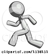 Poster, Art Print Of Gray Design Mascot Man Running Fast Left