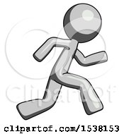 Poster, Art Print Of Gray Design Mascot Man Running Fast Right