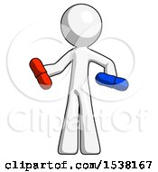 Poster, Art Print Of White Design Mascot Man Red Pill Or Blue Pill Concept