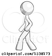 Poster, Art Print Of White Design Mascot Woman Walking Left Side View