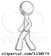 Poster, Art Print Of White Design Mascot Man Walking Left Side View