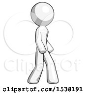 Poster, Art Print Of White Design Mascot Man Walking Turned Right Front View