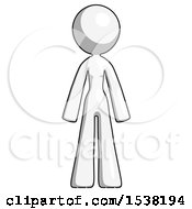 White Design Mascot Woman Standing Facing Forward