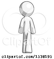 Poster, Art Print Of White Design Mascot Man Walking Away Back View