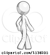 Poster, Art Print Of White Design Mascot Woman Walking Away Direction Right View