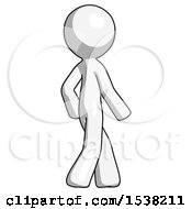 Poster, Art Print Of White Design Mascot Man Walking Away Direction Right View