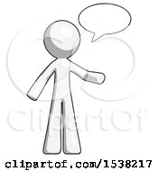 Poster, Art Print Of White Design Mascot Man With Word Bubble Talking Chat Icon