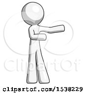 Poster, Art Print Of White Design Mascot Man Presenting Something To His Left