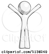 Poster, Art Print Of White Design Mascot Man With Arms Out Joyfully