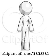 Poster, Art Print Of White Design Mascot Woman Walking Front View