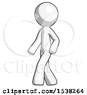 Poster, Art Print Of White Design Mascot Man Man Walking Turned Left Front View