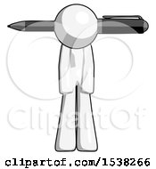 White Design Mascot Man Head Impaled With Pen