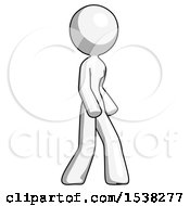 White Design Mascot Woman Turned Right Front View