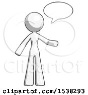 Poster, Art Print Of White Design Mascot Woman With Word Bubble Talking Chat Icon