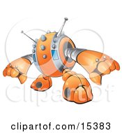 An Orange Spiky Robot Reaching Out To Grasp Something by Leo Blanchette
