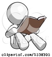 Poster, Art Print Of White Design Mascot Woman Reading Book While Sitting Down