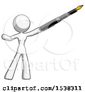 Poster, Art Print Of White Design Mascot Woman Pen Is Mightier Than The Sword Calligraphy Pose