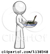 Poster, Art Print Of White Design Mascot Man Holding Noodles Offering To Viewer