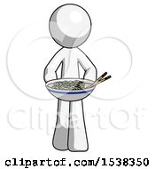 Poster, Art Print Of White Design Mascot Man Serving Or Presenting Noodles