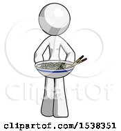 Poster, Art Print Of White Design Mascot Woman Serving Or Presenting Noodles
