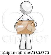 Poster, Art Print Of White Design Mascot Woman Holding Box Sent Or Arriving In Mail