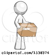 Poster, Art Print Of White Design Mascot Man Holding Package To Send Or Recieve In Mail