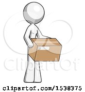 Poster, Art Print Of White Design Mascot Woman Holding Package To Send Or Recieve In Mail