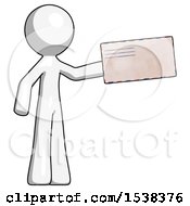 Poster, Art Print Of White Design Mascot Man Holding Large Envelope