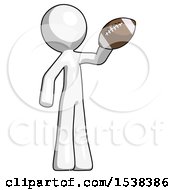 Poster, Art Print Of White Design Mascot Man Holding Football Up