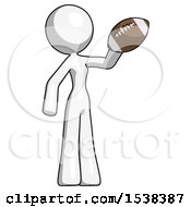 Poster, Art Print Of White Design Mascot Woman Holding Football Up