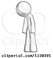Poster, Art Print Of White Design Mascot Man Depressed With Head Down Turned Left