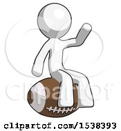 Poster, Art Print Of White Design Mascot Man Sitting On Giant Football