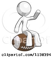 White Design Mascot Woman Sitting On Giant Football