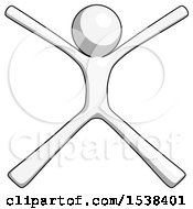 White Design Mascot Man With Arms And Legs Stretched Out