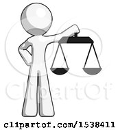 Poster, Art Print Of White Design Mascot Man Holding Scales Of Justice