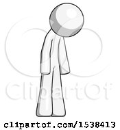 Poster, Art Print Of White Design Mascot Man Depressed With Head Down Turned Right
