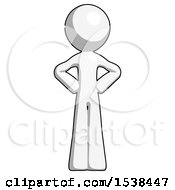 White Design Mascot Man Hands On Hips