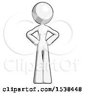 White Design Mascot Woman Hands On Hips