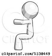 White Design Mascot Man Sitting Or Driving Position