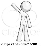 Poster, Art Print Of White Design Mascot Woman Waving Emphatically With Right Arm