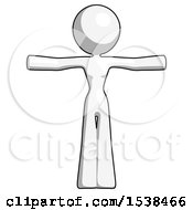 White Design Mascot Woman T Pose Arms Up Standing