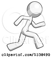 Poster, Art Print Of White Design Mascot Woman Running Fast Right