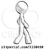 Poster, Art Print Of Halftone Design Mascot Man Walking Right Side View