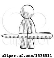 Poster, Art Print Of Halftone Design Mascot Man Weightlifting A Giant Pen
