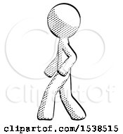 Poster, Art Print Of Halftone Design Mascot Man Walking Left Side View