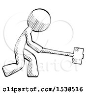 Halftone Design Mascot Man Hitting With Sledgehammer Or Smashing Something