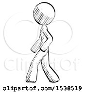 Poster, Art Print Of Halftone Design Mascot Woman Walking Left Side View