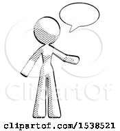 Halftone Design Mascot Woman With Word Bubble Talking Chat Icon